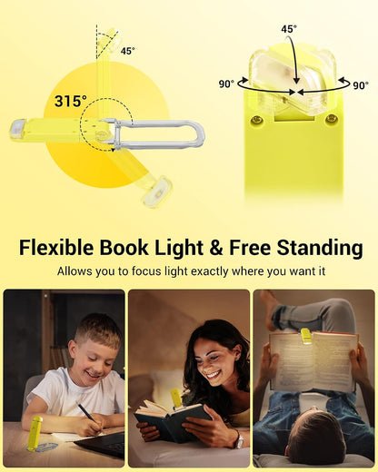 DEWENWILS USB Rechargeable Book Light for Reading in Bed, LED Book Reading Lights with Clip, Perfect for Bookworms, Kids, Warm White, Brightness Adjustable (Blue)