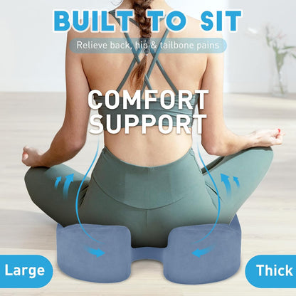 BlissTrends Seat Cushion with Velvet Cover, Thick Memory Foam Cushions for Office Chair, Car Seat, Airplane, Relieving Pressure Tailbone Sciatica Back Pain for Long Sitting, Car Drivers 4.7in Black