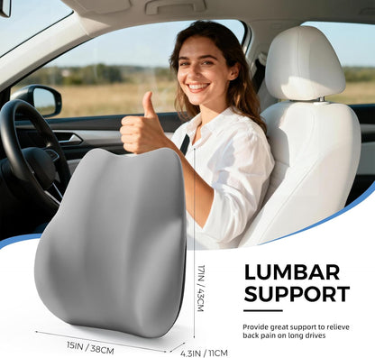 BEBAS Lumbar Support Pillow for Car, Memory Foam Back Cushion for Driving, Ergonomic Lumbar Pillow for Pain Relief, Comfort Lower Back Support for Office Chairs, Car Seat, Wheelchair -Black