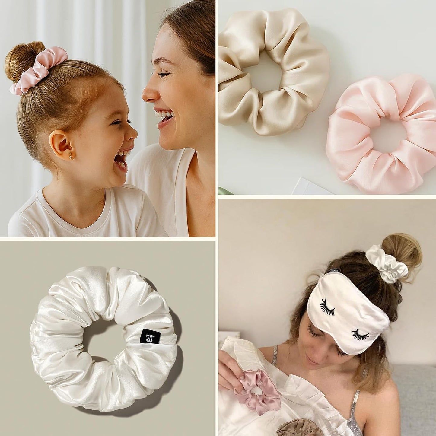 LILYSILK Silk Hair Scrunchies / Ties for Frizz & Breakage Prevention, 100% Mulberry, No Damage, Elastic ponytail Holders, 1Pc, Coffee - Colors A