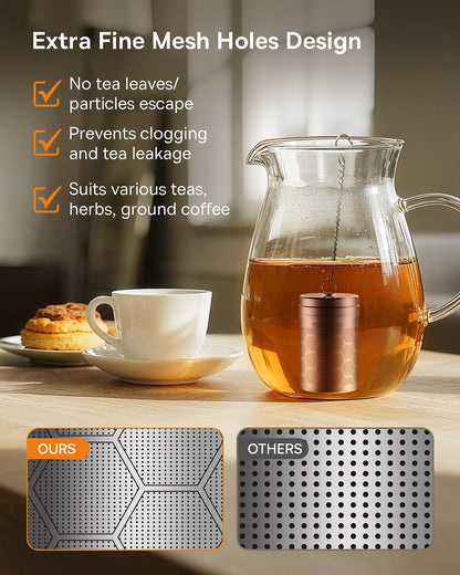 House Again Large Tea Infusers, Extra Fine Mesh Tea Strainers for Loose Tea, Slim Threaded Lid & 304 Stainless Steel, Filter Bags Diffusers, Loose Leaf Tea Steeper for Brew Tea Spices & Seasonings
