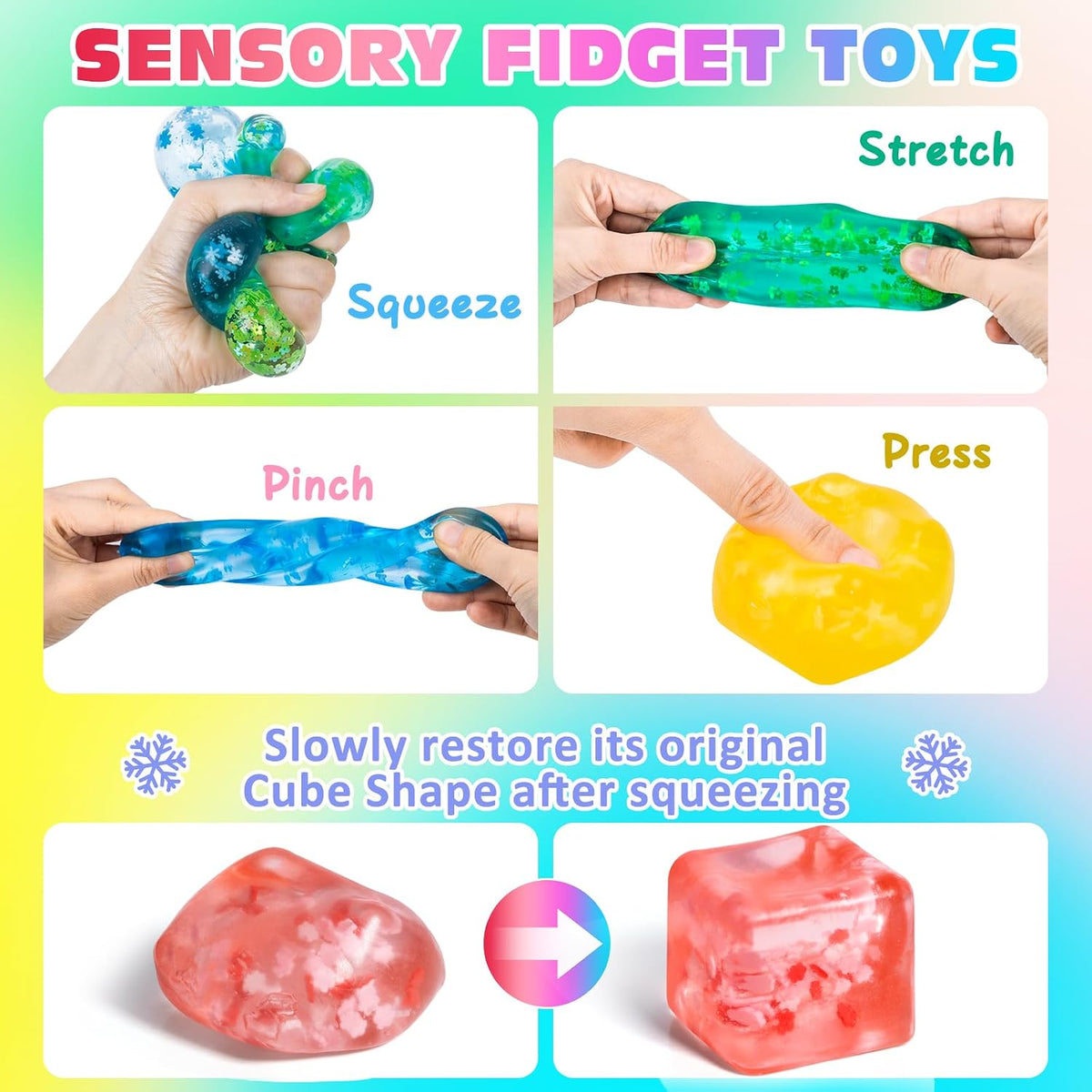 VISCOO 2 Pack Stress Cube, Slow Rising Cube Squishy for Anxiety Relief