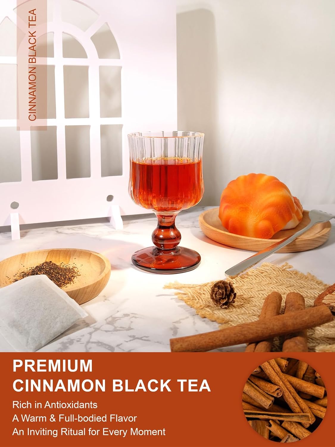 TeeLux 100ct Cinnamon Black Tea Bags, Black Tea Blend with Natural Cinnamon