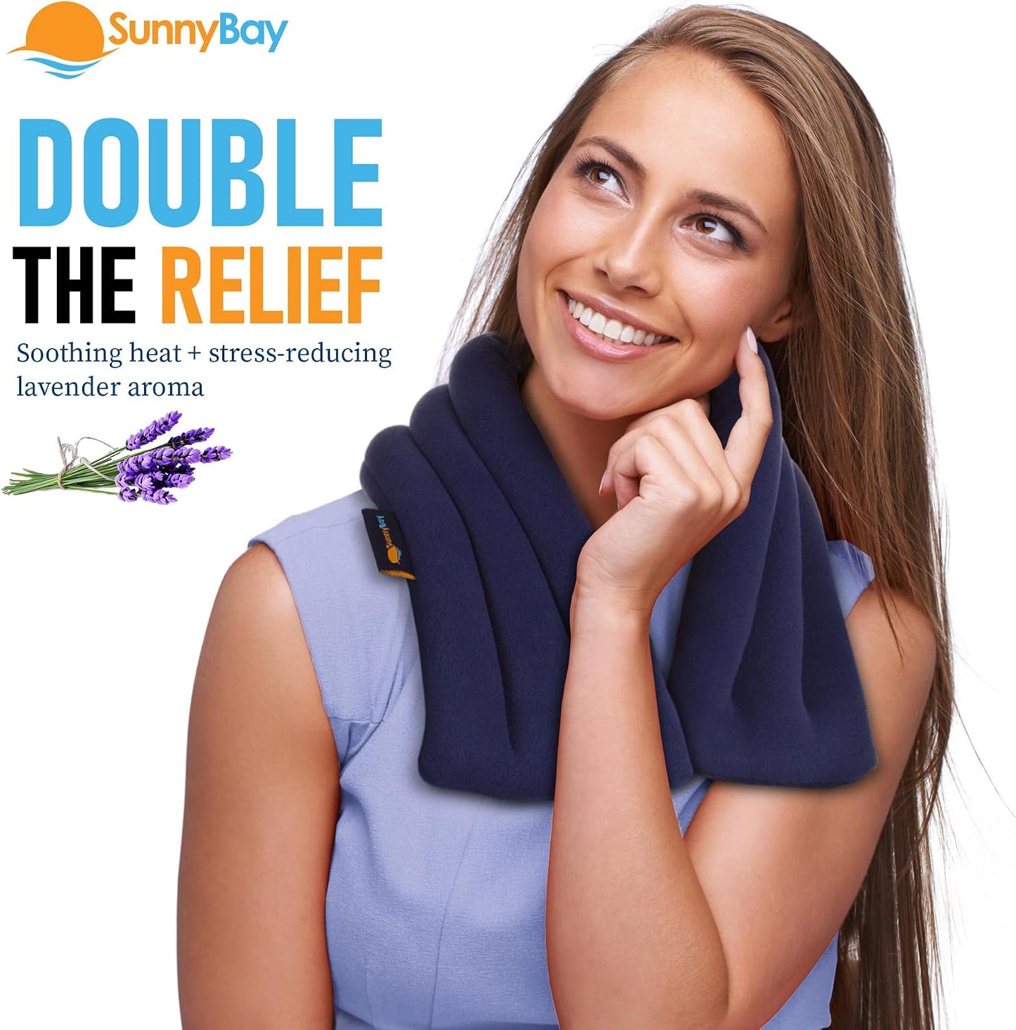 SunnyBay Lavender Microwave Heating Pad, 26" Long Microwavable Neck Wrap & Heat Pack for Moist Hot Therapy, Heated Neck Warmer for Neck, Shoulder & Back Pain Relief, Flaxseed Filling, 26x6, Purple