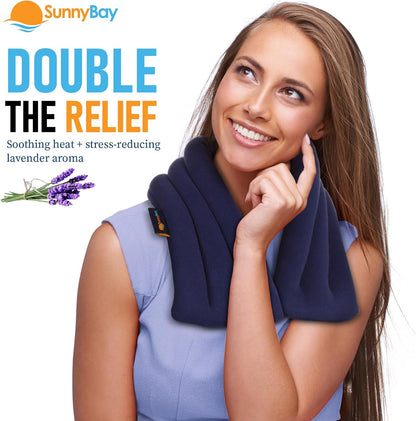 SunnyBay Lavender Microwave Heating Pad, 26" Long Microwavable Neck Wrap & Heat Pack for Moist Hot Therapy, Heated Neck Warmer for Neck, Shoulder & Back Pain Relief, Flaxseed Filling, 26x6, Purple