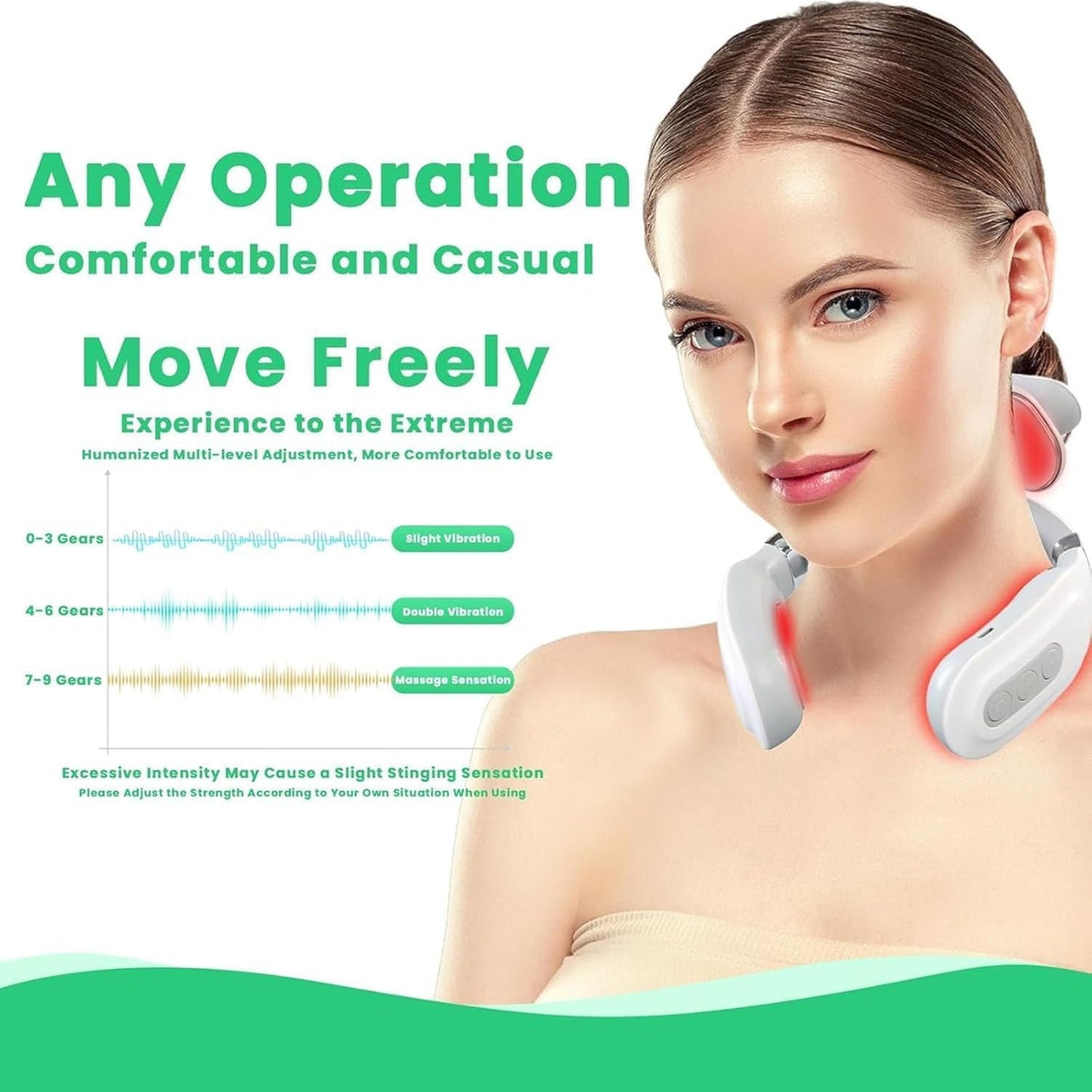 Ayland Vitality Magic Pro 2.0 Neck Massager, Portable Neck Relaxation Device, 4-Head Portable Neck Massage with 6 Vibration Modes & 15 Intensity Levels, Ergonomic Design Promote Muscle Relaxation