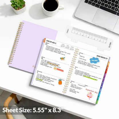 SUNEE Academic Planner 2026-2027 – Weekly & Monthly Planner, July 2026 to June 2027, 6.4"x8.3", Thick Paper, Tabs, Pockets, Bookmark, Spiral-Bound, Student Teacher Organizer, Black