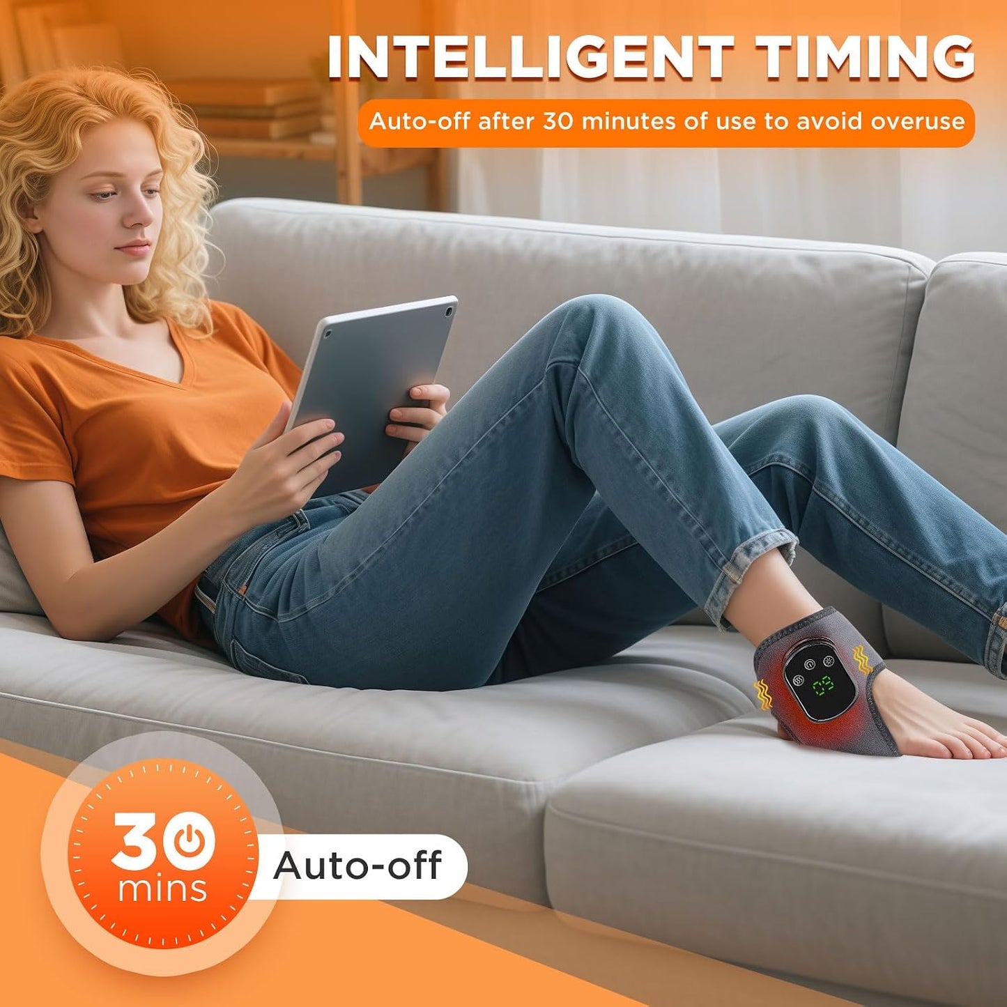 Cordless Ankle Heating Pad Neuropathy Foot Massager, FSA Eligible Items List, Ankle Massager for Pain Relief, Heated Ankle Wrap Heating Foot Massage with 5 Heats, 3 Vibration Modes