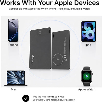 Apple find My Wallet Tracker Card, Apple Wallet Airtag Card, Slim Rechargeable Finder for Wallets, Bags, Passport Holders and Everyday Essentials