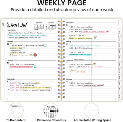 Planner 2026-2027 for Women & Men, Academic Monthly and Weekly Calendar Planner, Jul 2026 - Jun 2027, A5 (6.3" x 8.5"), Teacher Student Planning Book with Tabs, Ideal for Office School Supplies - Pink