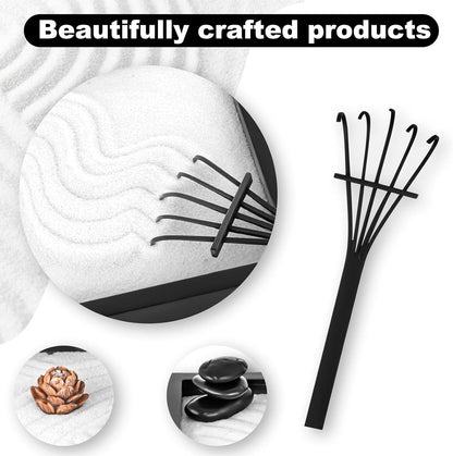 Zen Garden Kit for Desk 11''x7.5'' Room Decor with Green Sand, Panda Decorative Ornaments, Haystack, Ceramic Mountain, Stones and Rakes (Panda Bamboo)