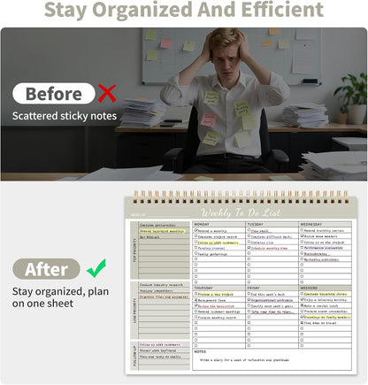 104 Pgs To Do List Notepad, 52 Undated Sheets Duplex-printed