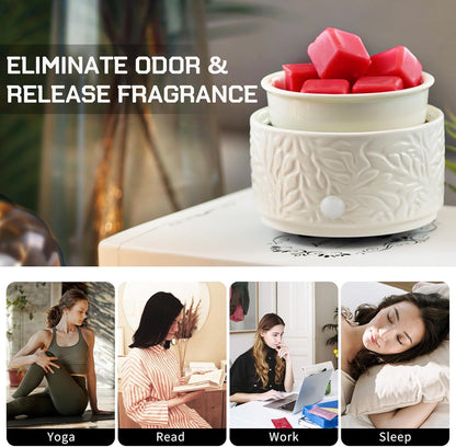 Wax Melt Warmer 3-in-1 Electric, Ceramic Wax Burner for Scented Wax & Essential Oil – Fast Heating, Flame-Free Aromatherapy for Home Office, White