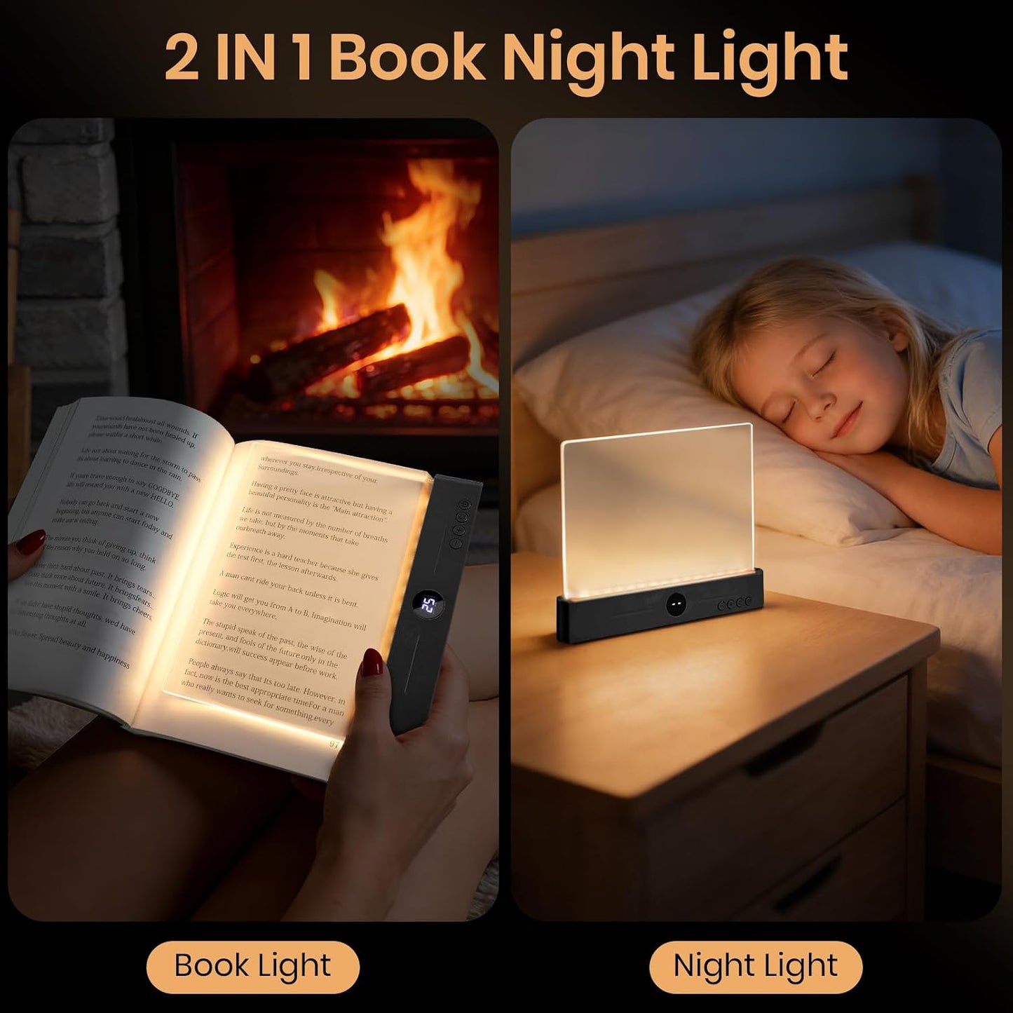 LED Book Light, 3 Color Temps & Stepless Dimming, Night Reading with Timer