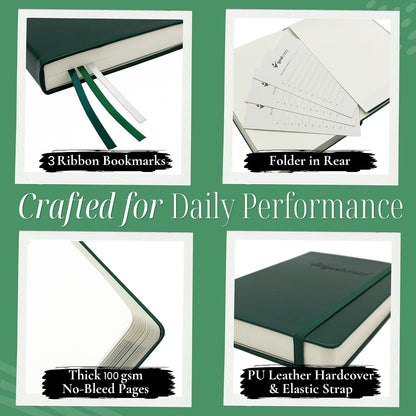 Goal Crazy Undated Planner – 90 Day Guided Journal & Productivity Organizer, A5 Daily & Weekly Planner with Goal Setting, Habit Tracker, To Do List, Academic & Work Calendar, Leather Hardcover - Black