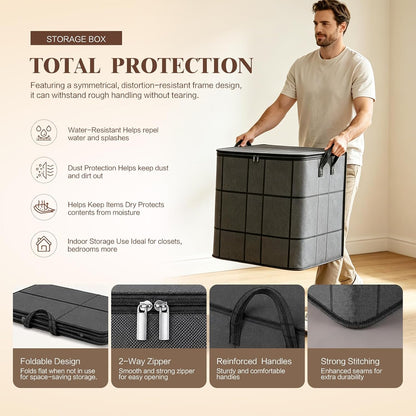 180L Spacious Moving Storage Bin 2PC, L Zippered Fabric Clothes Organizer