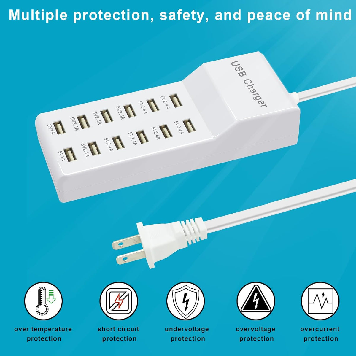 USB C Multiport Power Strip USB Desktop Fast Charging Station