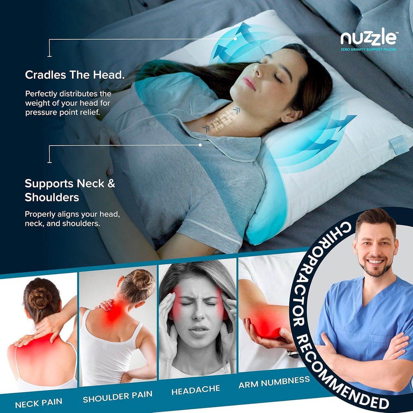 Nuzzle Cooling Adjustable Pillow for Side Sleepers,Queen Size Bed Pillow 4 Pack – Hotel Luxury Neck Support, Height Adjust Soft Sleeping Pillow for Back, Stomach or Side Sleepers-Home Gift