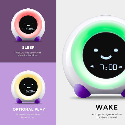 LittleHippo Mella: Kids Alarm Clock, Ready to Rise Children's Sleep Trainer, Night Light, Sound Machine and OK to Wake for Toddlers and Kids - Arctic Blue (Updated 2025)