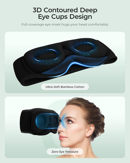 MUSICOZY Sleep Headphones Breathable Sleep Mask Bluetooth 5.4 Wireless Earphones Mask Sleeping Eyemask for Side Sleepers for Women Men Travel Meditation Gift (Mesh Black)