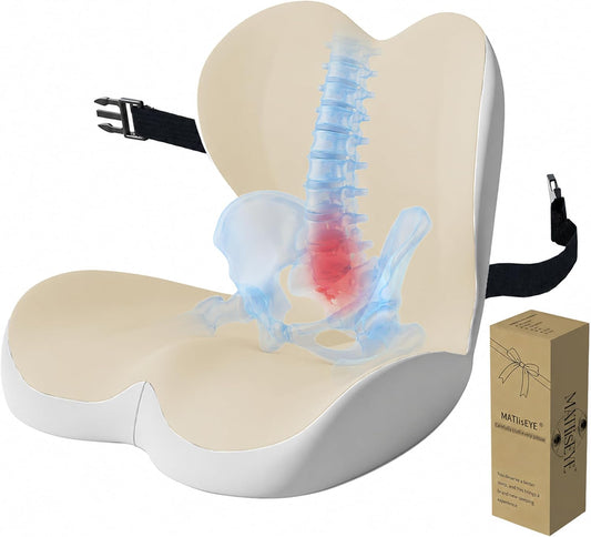 2026 Upgraded Orthopedic Memory Foam Seat Cushion with Adjustable Strap, Coccyx & Sciatica Pain Relief, Washable Non-Slip, Ergonomic Support for Office Chair, Car & Wheelchair (Dark Grey)