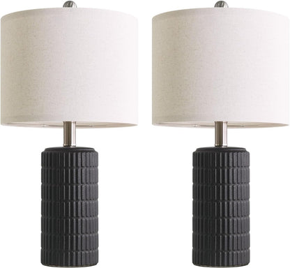 PoKat 20.75" Small Modern Ceramic Table Lamps Set of 2 for Bedroom, White Bedside Lamps for Night Stands, Farmhouse Desk Home Decor Gift Nightstand Table Lamps for Living Room End Table Beige