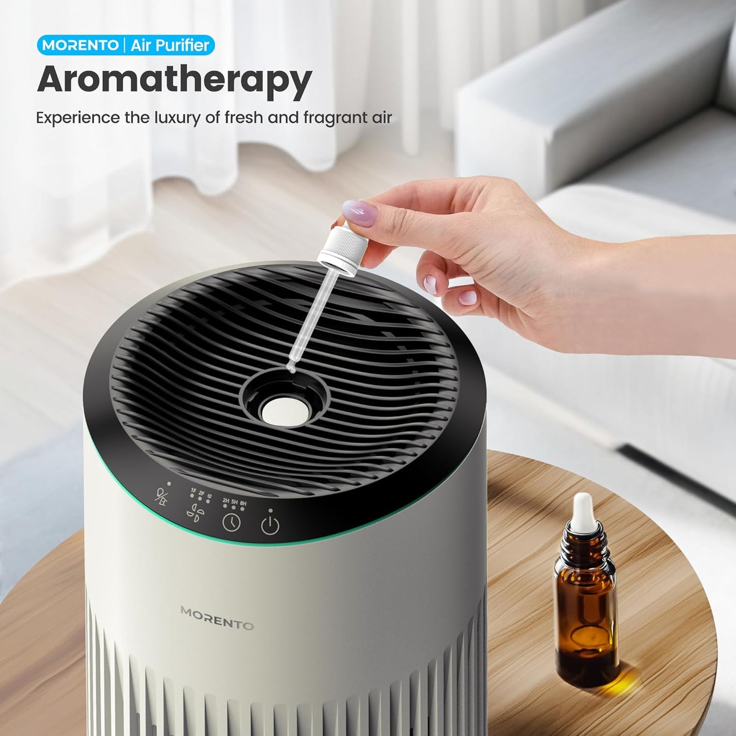 Air Purifiers for Bedroom Home for Smoke Pet Dander Odors, Air Purifier with Sleep Mode Small Air Purifier with Fragrance Sponge for Bedroom Office, Blue Ambient Light, 23dB Quiet, 2 Pack Ivory