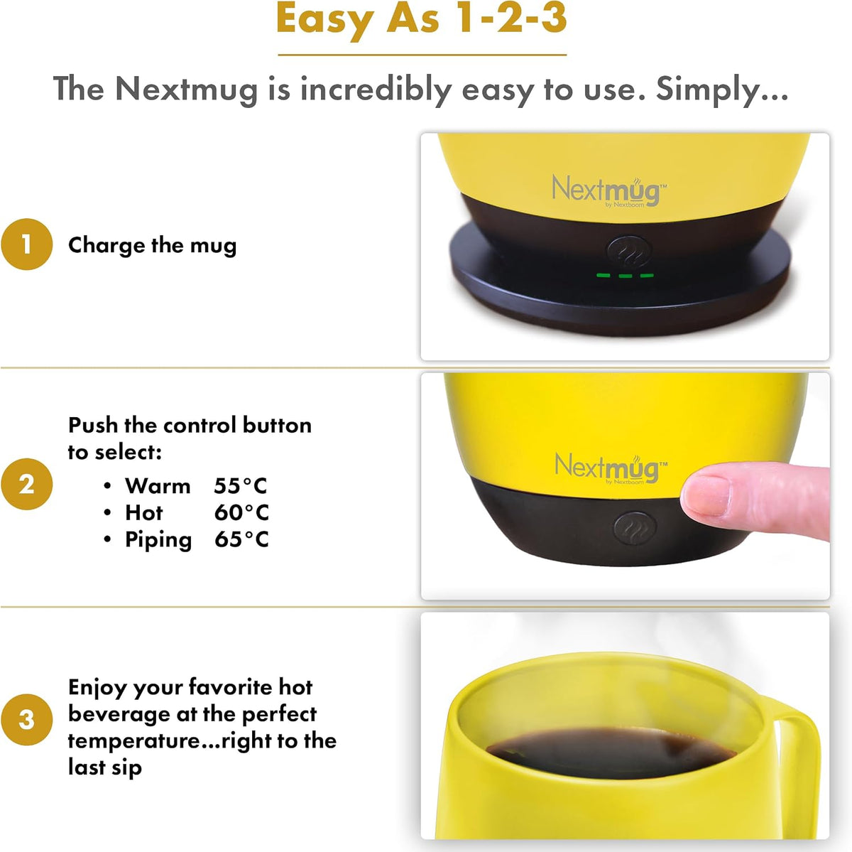 Nextmug - Temperature-Controlled, Self-Heating Coffee Mug