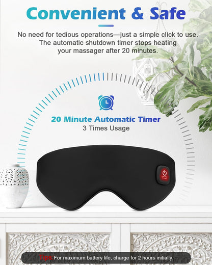 Silk Cordless Heated Eye Mask, Washable Sleep Mask Warm Compress Mask Soft Pressure Free Shade Blindfold Electric Eye Heating Pad for Blepharitis Sinus Stye Gifts for Men Women (Grey)