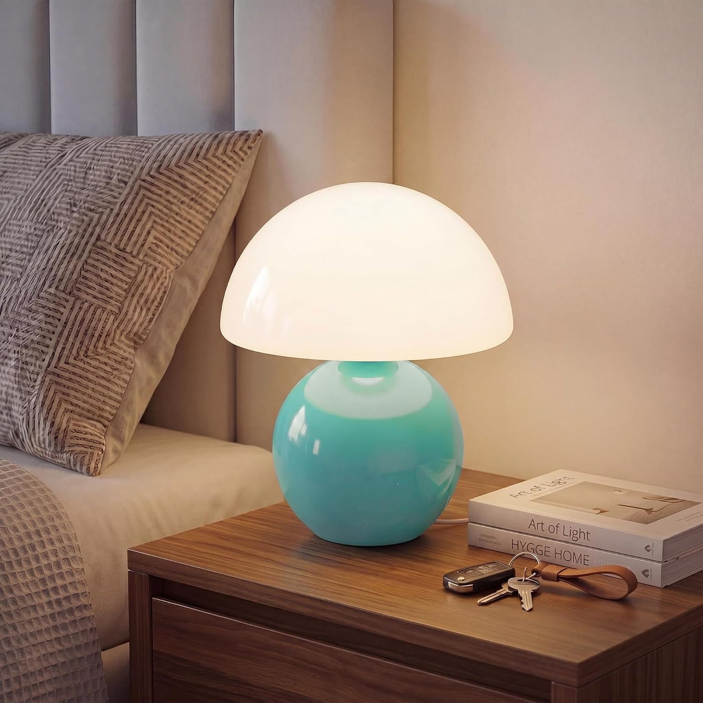 Dawnwake Mushroom Lamp Table Lamp for Bedroom,Desk Bedside Small Lamps for Living Room Night Stands,Mushroom Decor Cute Mini Modern Mid Century Lamps,Unique Aesthetic Home Living Room Decor(White)