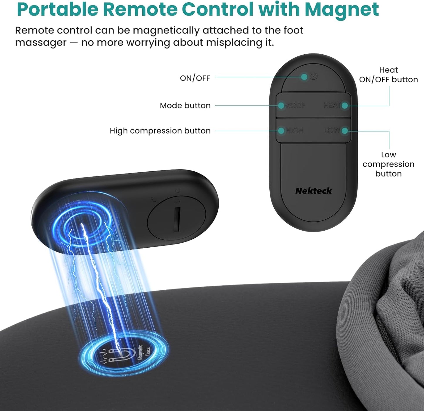 Nekteck Foot Massager with Heat: 2026 Upgraded Remote Control Shiatsu Feet Massager for Plantar Fasciitis, Deep Kneading Therapy Air Compression Massage Tools for Foot Health Men Women