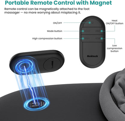 Nekteck Foot Massager with Heat: 2026 Upgraded Remote Control Shiatsu Feet Massager for Plantar Fasciitis, Deep Kneading Therapy Air Compression Massage Tools for Foot Health Men Women