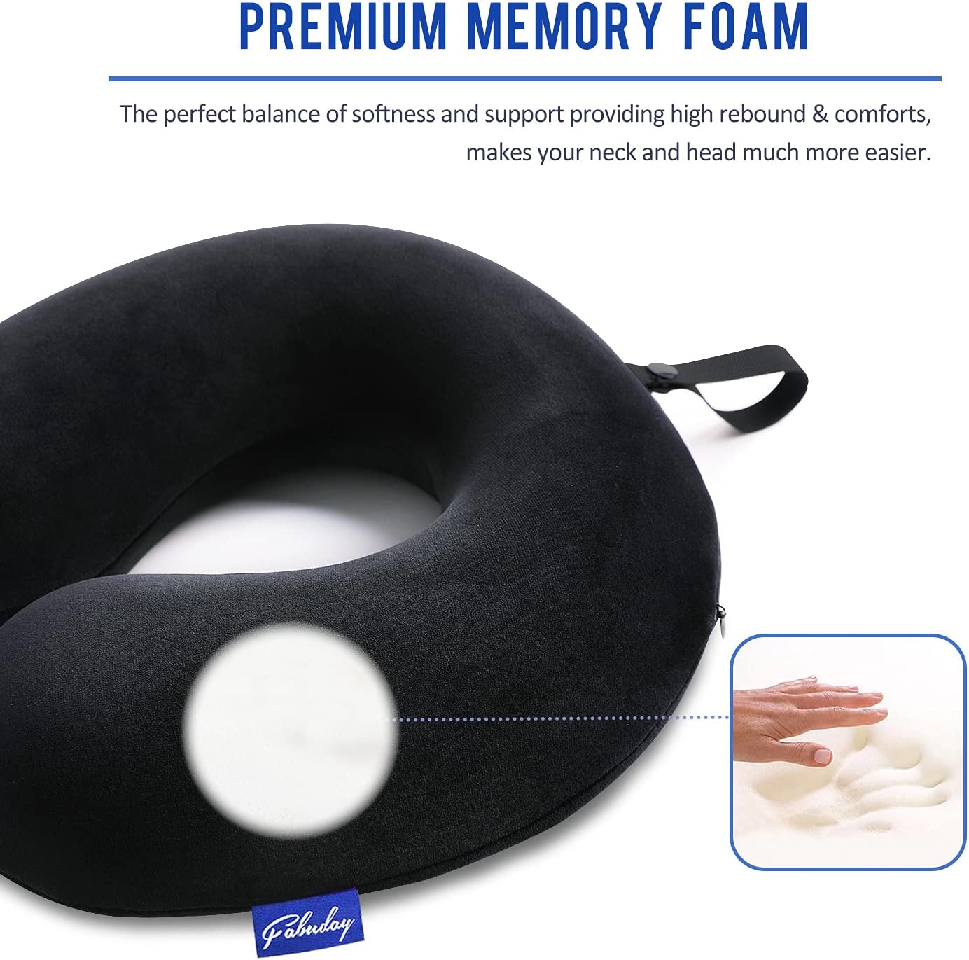 Travel Pillow Memory Foam for Airplanes - Neck Pillow for Traveling, Car, Home, Flight Pillow for Sleeping with Attachable Snap Strap Soft Washable Cover, Provide Head Neck Support Rest, Dark Gray