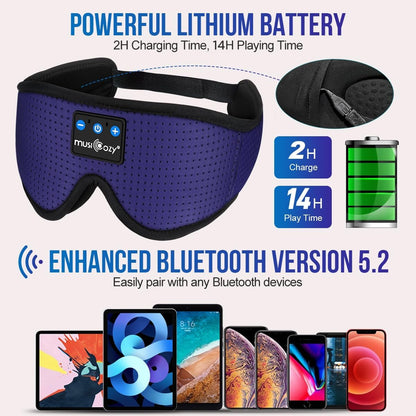 MUSICOZY Sleep Headphones Bluetooth 5.4 Headband Sleeping Eye Mask for Mom Women Men Wireless Music Earbuds Earphones for Side Sleepers Built-in HD Speakers Cool Gadgets Unique Gifts