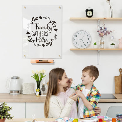 Black Glass Golden Monthly Dry Erase Calendar Whiteboard for Wall, 17" x 23", Frameless Large Planner White Board for Home Kitchen Office, 4 Wet Erase Markers Included, Yeoux