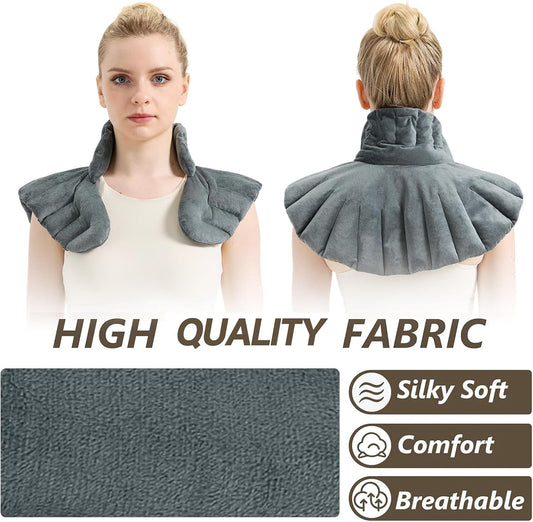 Microwave Heating Pad for Neck and Shoulders, Natural Fillings, Weighted Microwavable Heated Neck Wrap Warmer, Hot and Cold Compress for Relaxation and Soothing, Lavender Scented