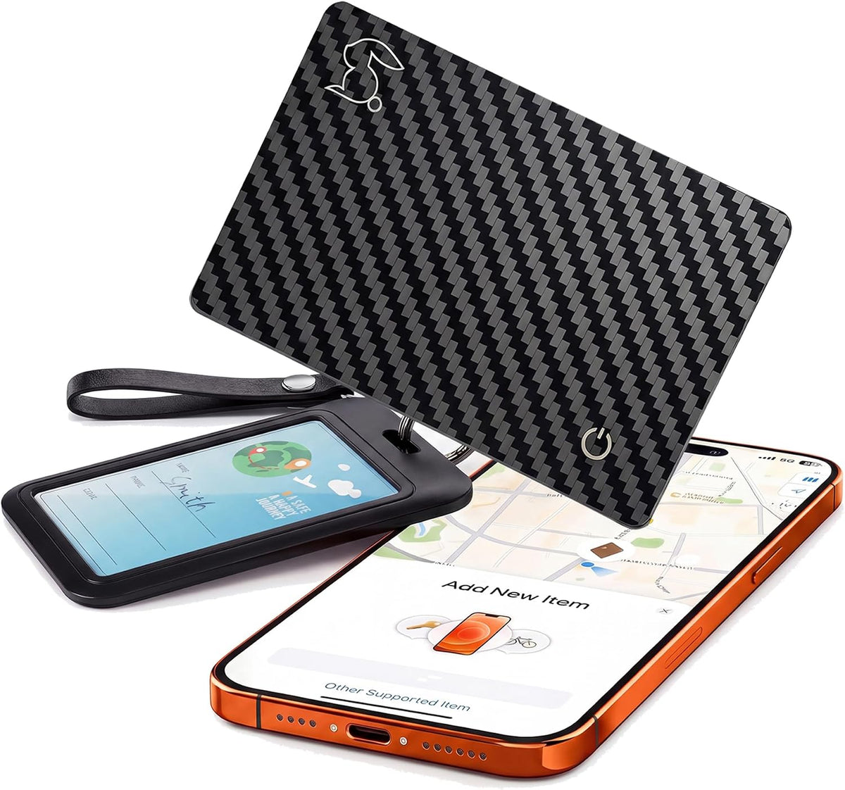 MFi Certified Wallet Tracker Card with Card Holder,Rechargeable Android & iOS Item Finder for Wallets Passport Luggage,Compatible with iOS Find My & Google Find Hub,Ultra Slim