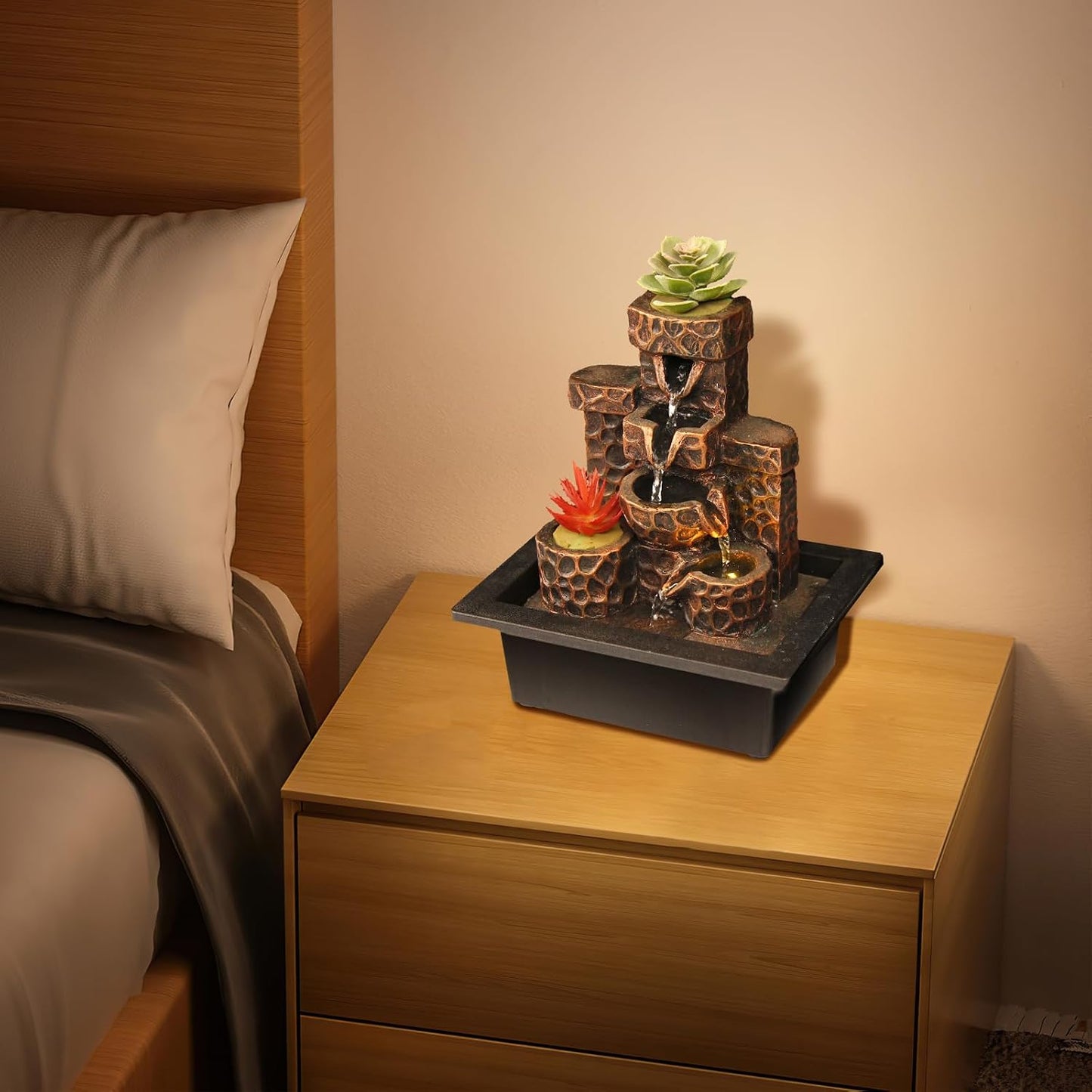 Tabletop Waterfall Fountain Indoor Themed Coral Seashell Tabletop Water Fountain Meditation (Ocean)