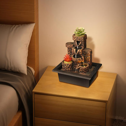 Tabletop Waterfall Fountain Indoor Themed Coral Seashell Tabletop Water Fountain Meditation (Ocean)
