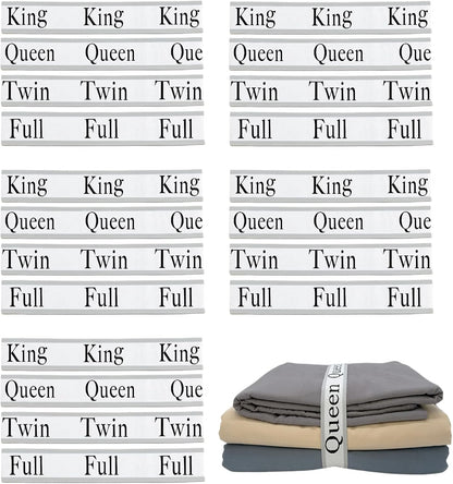 Bed Sheet Organizer Bands, Sheet Organizers and Storage Label Bands, Sheet Label for Bedding, Sheets Organizer for Closet,Sheet Keepers Linen Labels Bedding Bands (Queen)