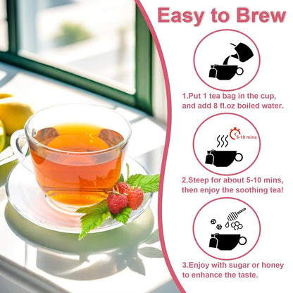 TEARELAE Raspberry Leaf Tea, 60 Herbal Tea Bags, Light Woody Aroma