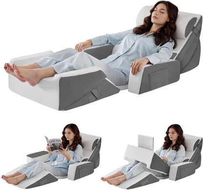 Yojoker 4PCS Orthopedic Bed Wedge Pillow Set for Sleeping, Post Surgery Foam Pillow for Body, Back and Leg Pain Relief, Triangle Adjustable Support Pillow - Acid Reflux, Anti Snoring & GERD Sleeping