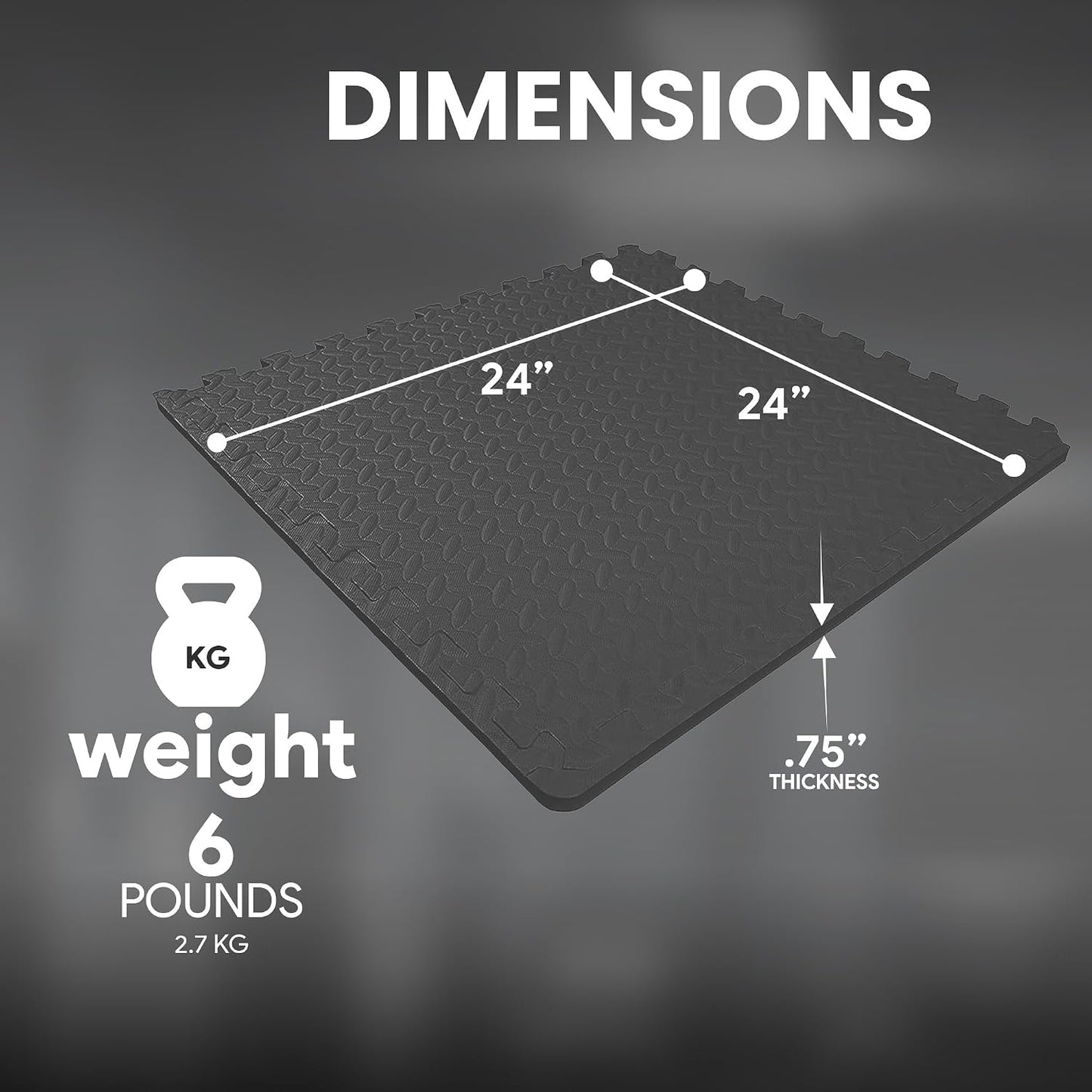 BalanceFrom Puzzle Exercise Mat 1/2" Thick, EVA Interlocking Foam Floor | Tiles for Home Gym, Mat for Home Workout Equipment, Floor Padding for Kids, Black, 24 in x 24 in x 1/2 in, 144 Sq Ft-36 Tiles
