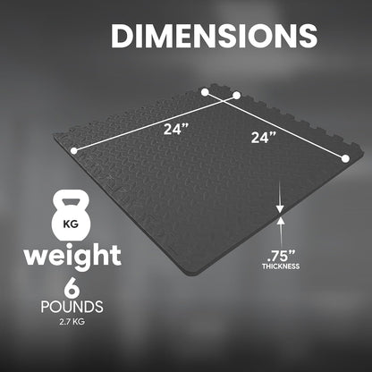 BalanceFrom Puzzle Exercise Mat 1/2" Thick, EVA Interlocking Foam Floor | Tiles for Home Gym, Mat for Home Workout Equipment, Floor Padding for Kids, Black, 24 in x 24 in x 1/2 in, 144 Sq Ft-36 Tiles