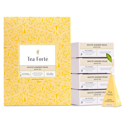 Tea Forte White Ginger Pear Event Box Tea Set, 40 Pyramid Infusers
