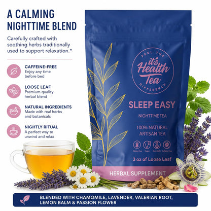 Sleep Easy Herbal Tea 3 oz – Chamomile, Lavender, Lemon Balm, Valerian Root & Passion Flower – Natural Sleep Support for a Calm, Restful Night’s Rest. Caffeine-Free. (includes: 35 empty unbleached filter tea bags inside)