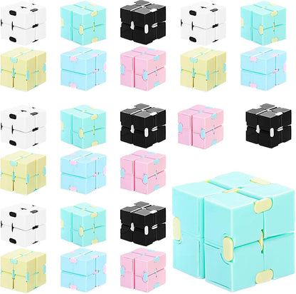 Sumind 24 Pieces Infinity Cube Fidget Toy Mini Blocks Cube Bulk Gadget Sensory Toy Hand Held Blocks Finger Gadget Gift for Adults Anxiety Stress Relief Game(Cute Style)