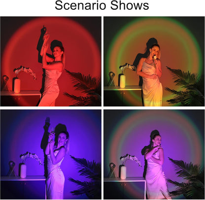 Sunset Lamp, Lights,Sunset Projection Lamp 16 RGB Color Changing Night Light 360 Degree Bracket for Self-Media Light Romantic Wedding Birthday Party Bar Restaurant Photo Background Gifts