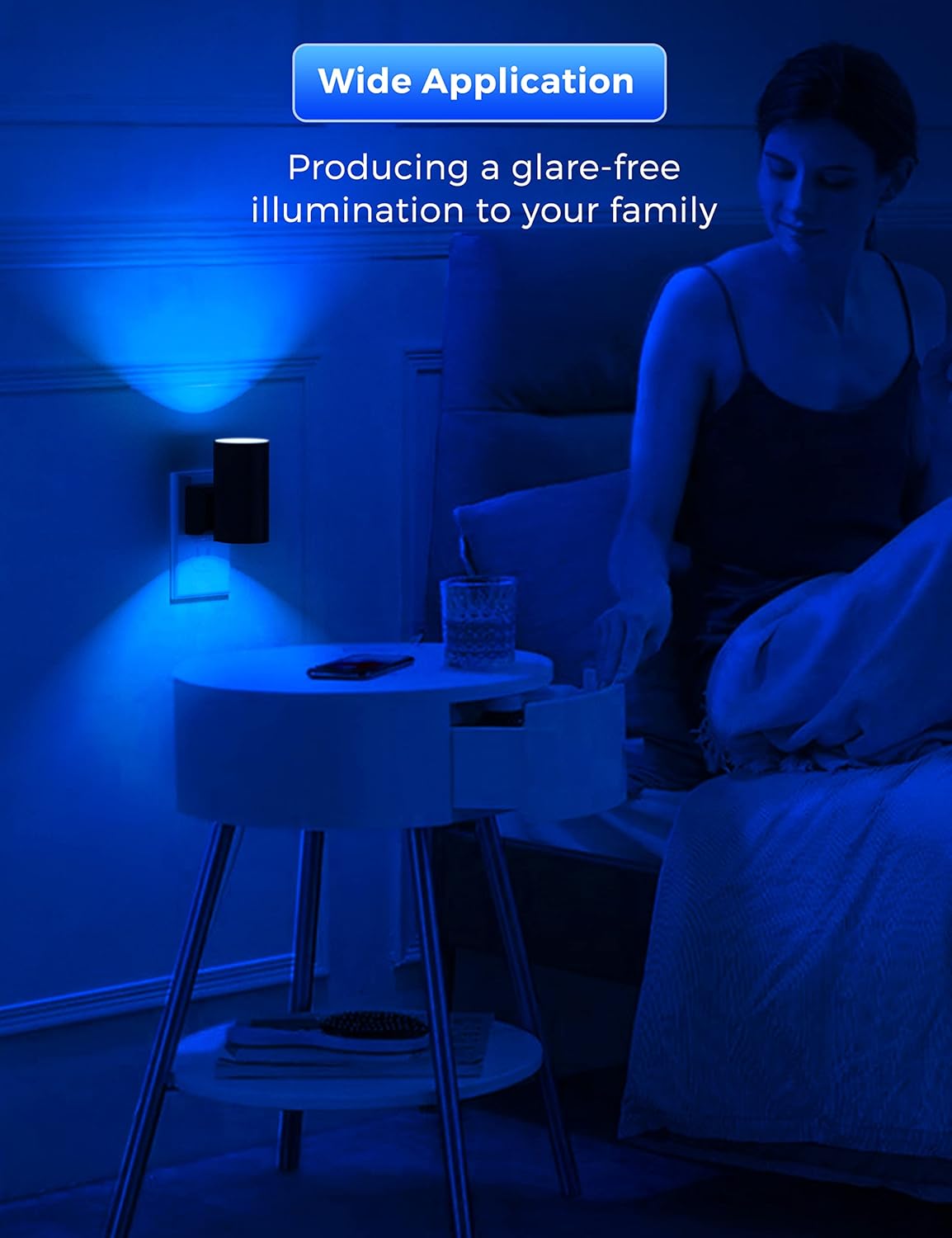 L LOHAS LED Night Light, Amber Nightlight, Dimmable Night Light, Light Sensor, Yellow Nightlight, 0-100LM, Sleep Light for Kids, Soft & Warm Light for Bedroom, Bathroom, 2 Pack