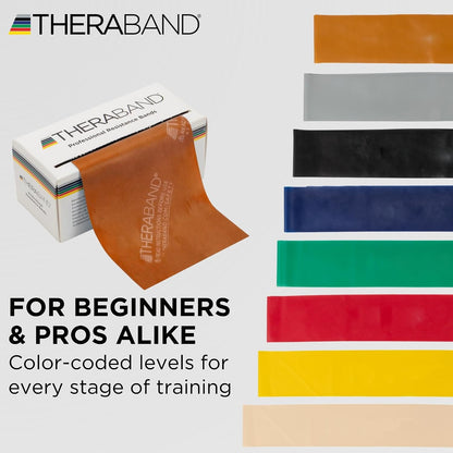 THERABAND Resistance Bands, 6 Yard Roll Professional Latex Elastic Band For Upper & Lower Body, Core Exercise, Physical Therapy, Pilates, Home Workouts, Rehab, Blue, Extra Heavy, Level 5